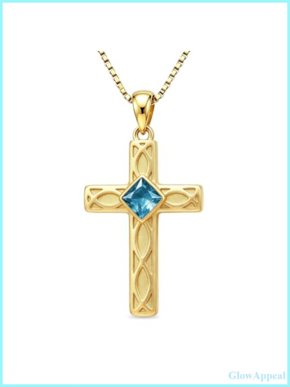 14K Gold Plated Cross Necklace Celtic Knot Birthstone Pendant